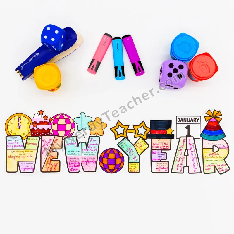 New Year's Writing Craft (Editable PPT) — Big Letter Bulletin Board