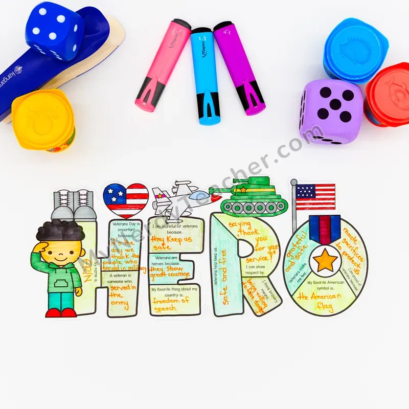 Veterans Day Writing Craft Bulletin Board — Big Letter Templates