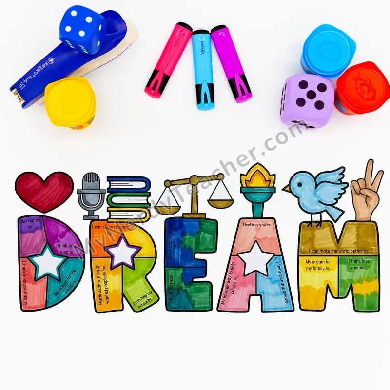 MLK Jr. Day Writing Craft Bulletin Board — Big Letter Templates