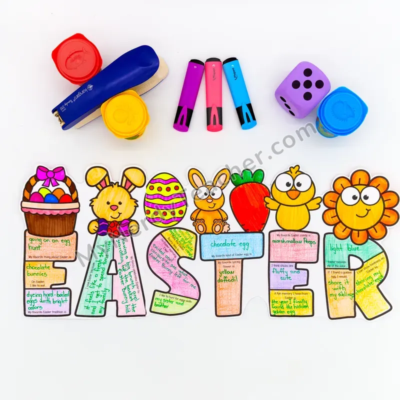 Easter Writing Craft Bulletin Board — Big Letter Templates