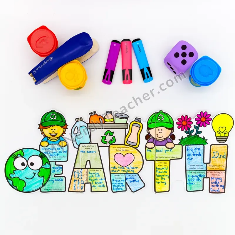 Earth Day Writing Craft Bulletin Board — Big Letter Templates