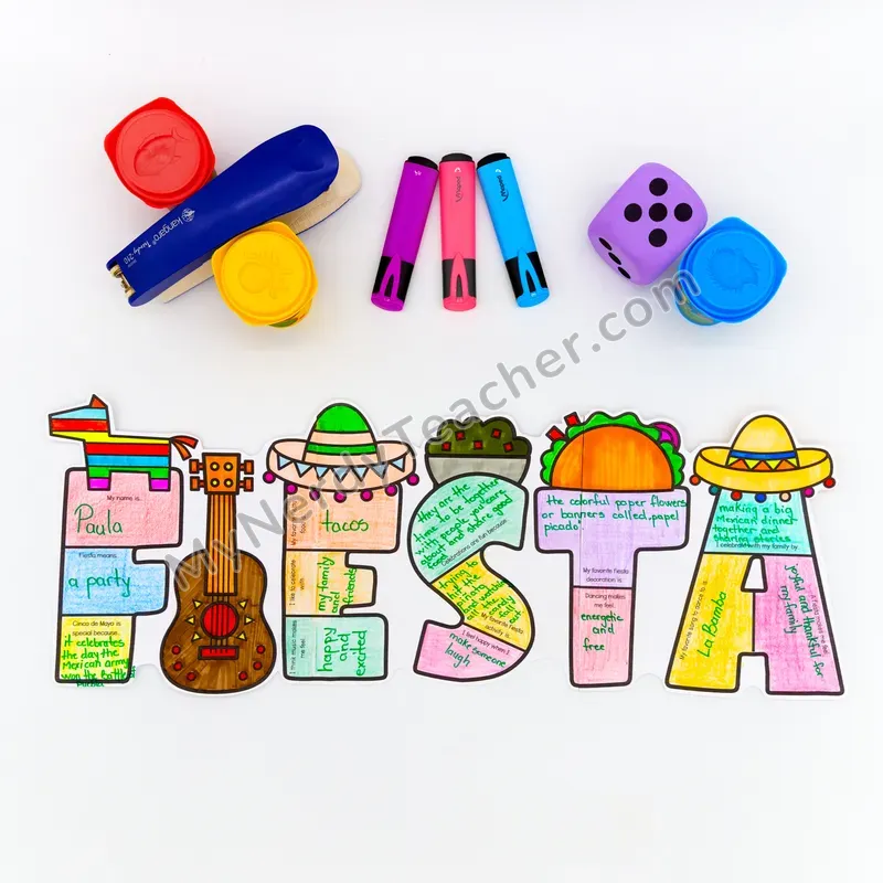 Cinco de Mayo Writing Craft Bulletin Board — Big Letter Templates