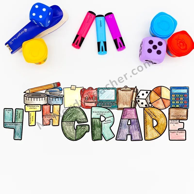 4th Grade Writing Craft Bulletin Board — Big Letter Templates