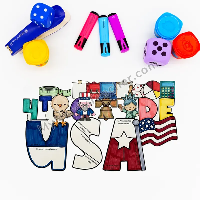 4th of July Writing Craft Bulletin Board — Big Letter Templates
