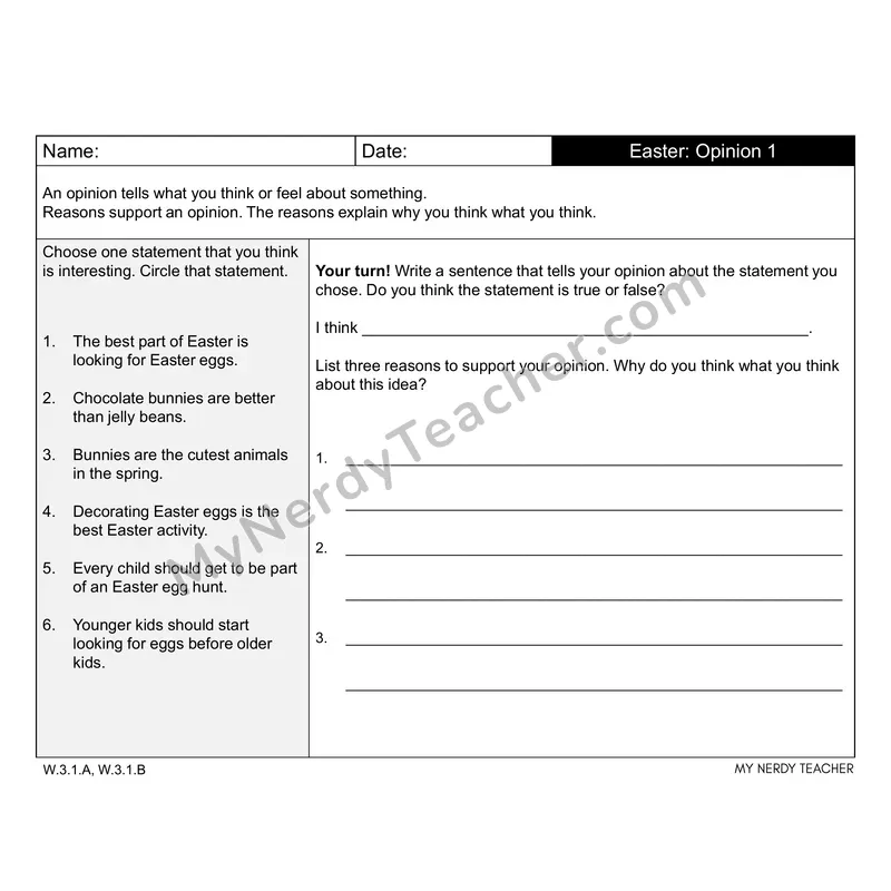 Easter Writing Prompts (Editable PPT) — Opinion, Narrative & Informational