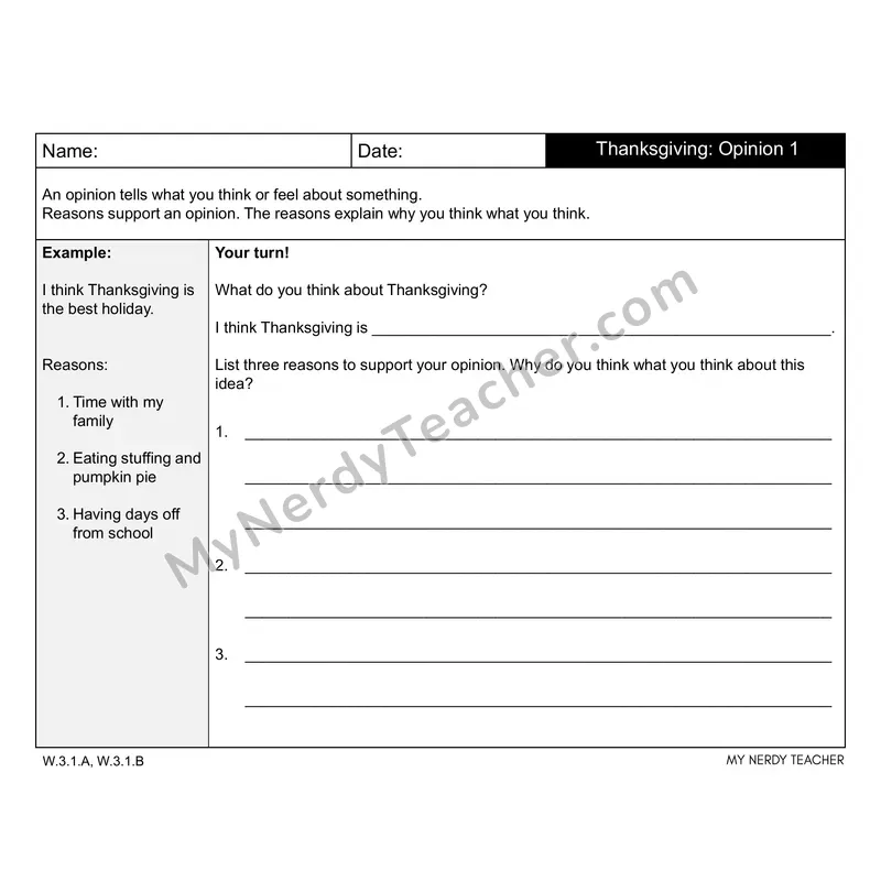 Thanksgiving Writing Prompts (Editable PPT) — Opinion, Narrative & Informational