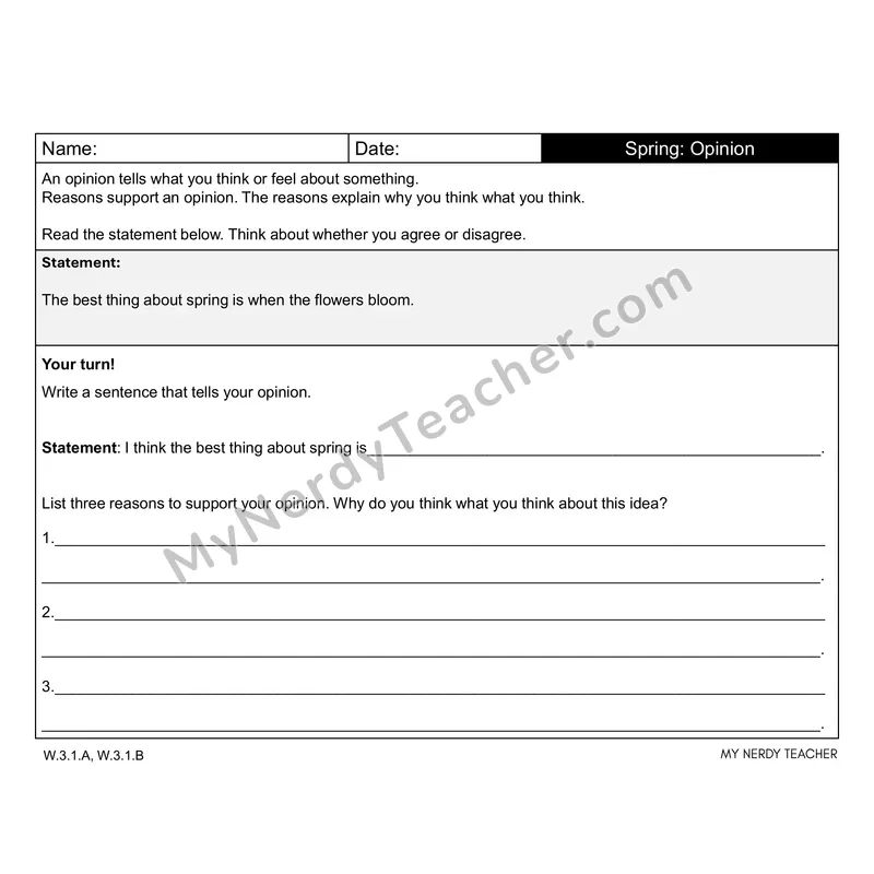 Spring Writing Prompts — Opinion, Narrative & Informational
