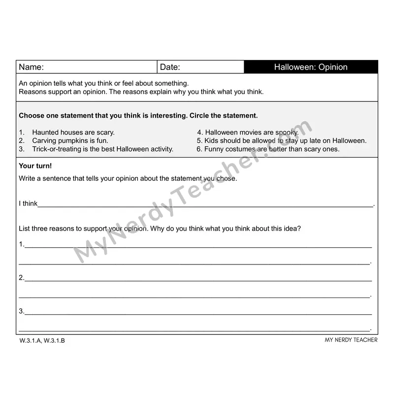 Halloween Writing Prompts (Editable PPT) — Opinion, Narrative & Informational