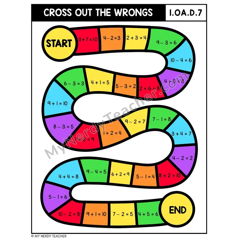 True or False Equations Board Game — Cross Out the Wrongs