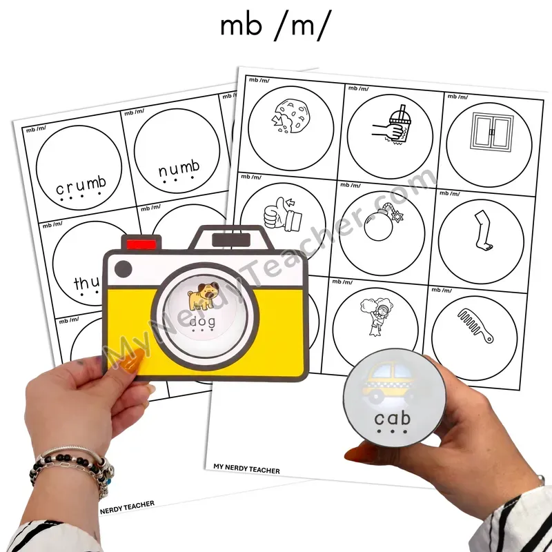 Silent Letters mb Flashlight Phonics Task Cards — BW