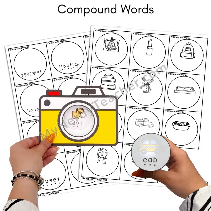 Compound Words Flashlight Phonics Task Cards — BW