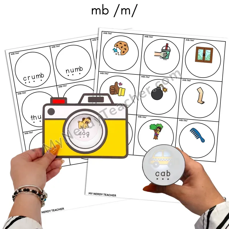 Silent Letters mb Flashlight Phonics Task Cards — Color