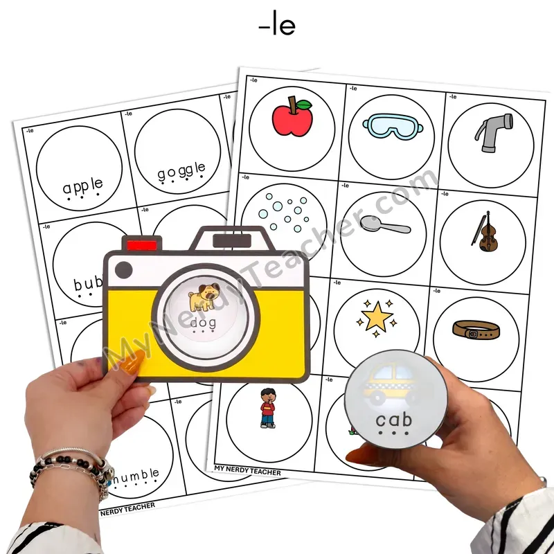 Consonant -le Flashlight Phonics Task Cards — Color