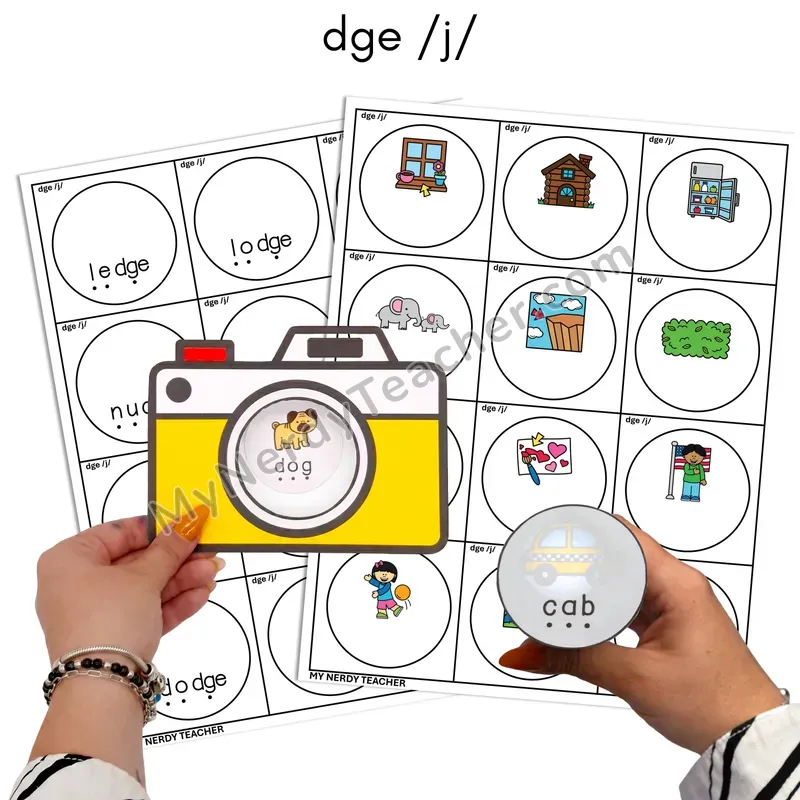 Trigraph dge Flashlight Phonics Task Cards — Color