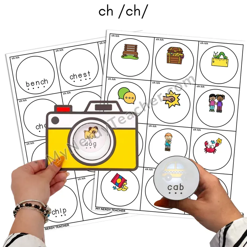 Digraph ch Flashlight Phonics Task Cards — Color