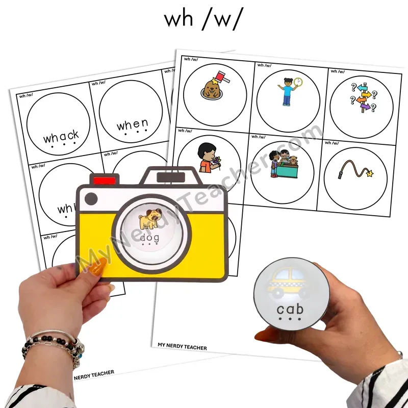 Digraph wh Flashlight Phonics Task Cards — Color