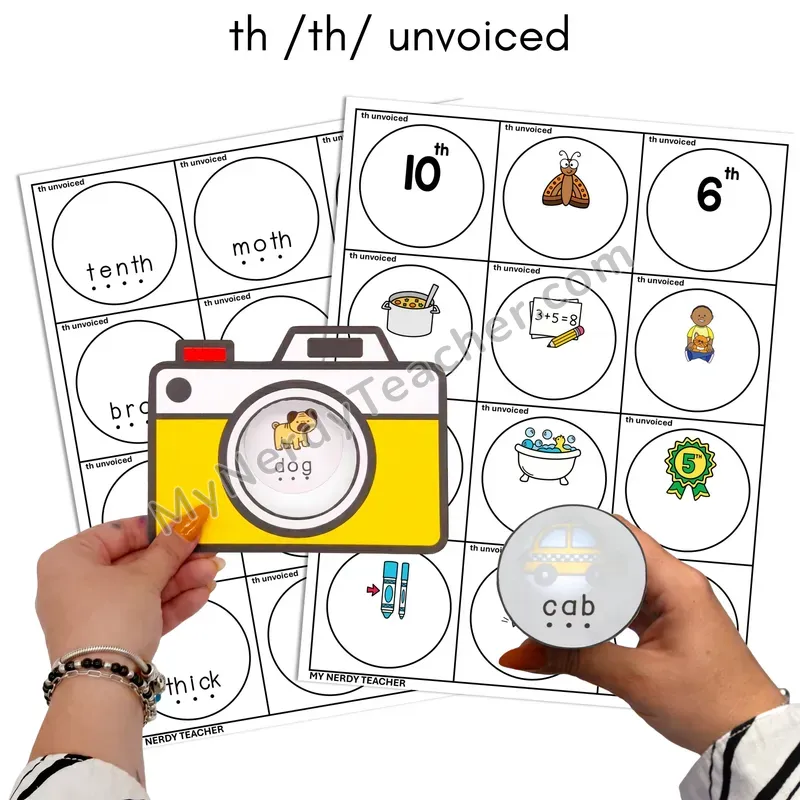 Unvoiced Digraph th Flashlight Phonics Task Cards — Color