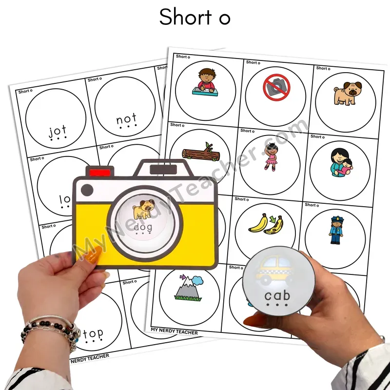 Short O CVC Flashlight Phonics Task Cards — Color