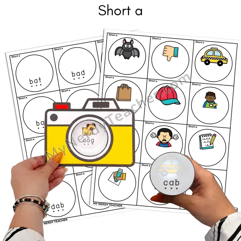 Short A CVC Flashlight Phonics Task Cards — Color