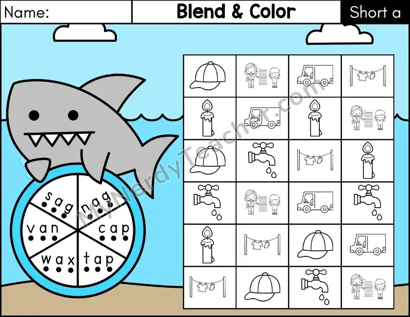 Short A CVC Blend and Color Phonics Center — Color