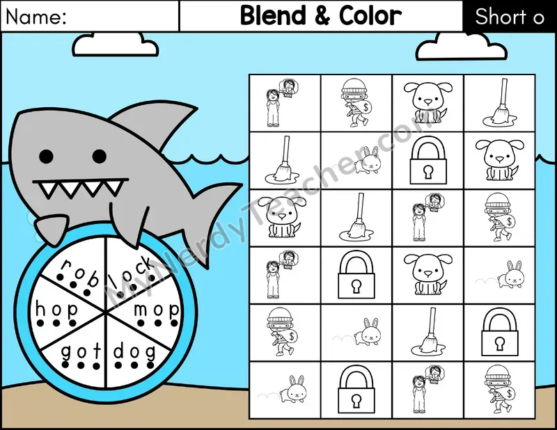 Short O CVC Blend and Color Phonics Center — Color