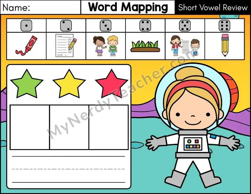 Short Vowel Review CVC Word Mapping Phonics Center — Color