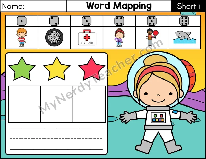 Short I CVC Word Mapping Phonics Center — Color