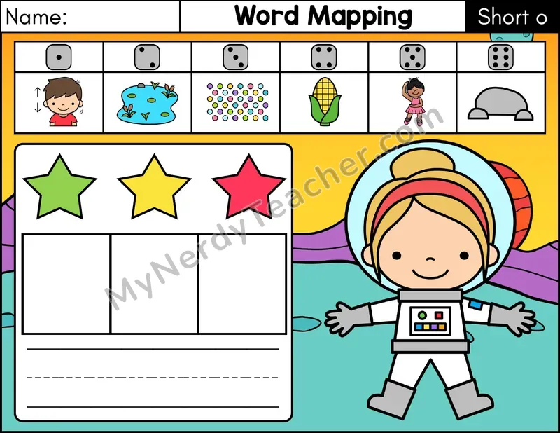 Short O CVC Word Mapping Phonics Center — Color