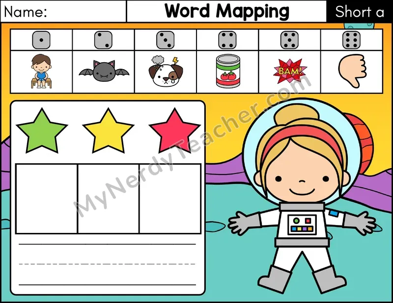 Short A CVC Word Mapping Phonics Center — Color