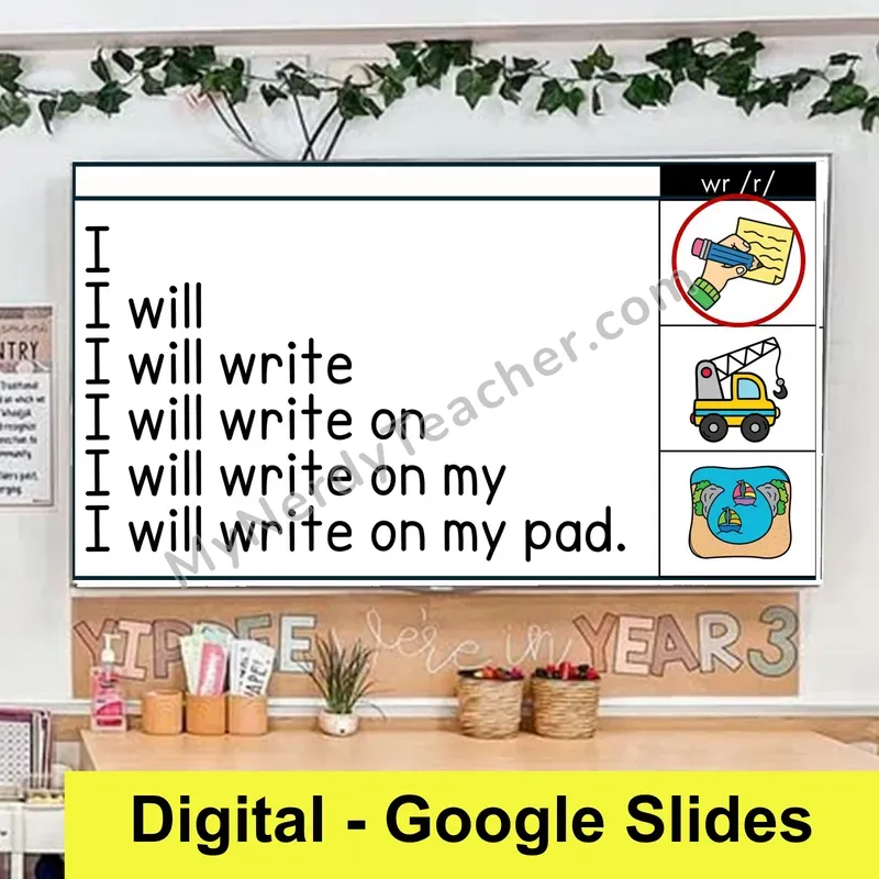 wr (Silent w) Sentence Pyramids — Digital Google Slides Fluency & Comprehension