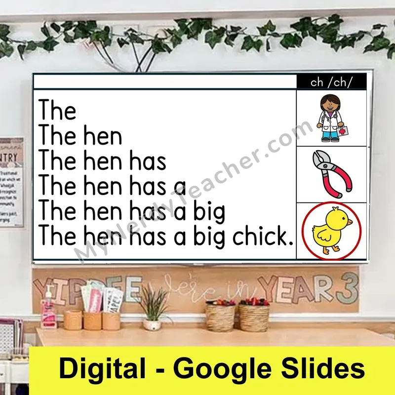 ch Digraph Sentence Pyramids — Digital Google Slides Fluency & Comprehension