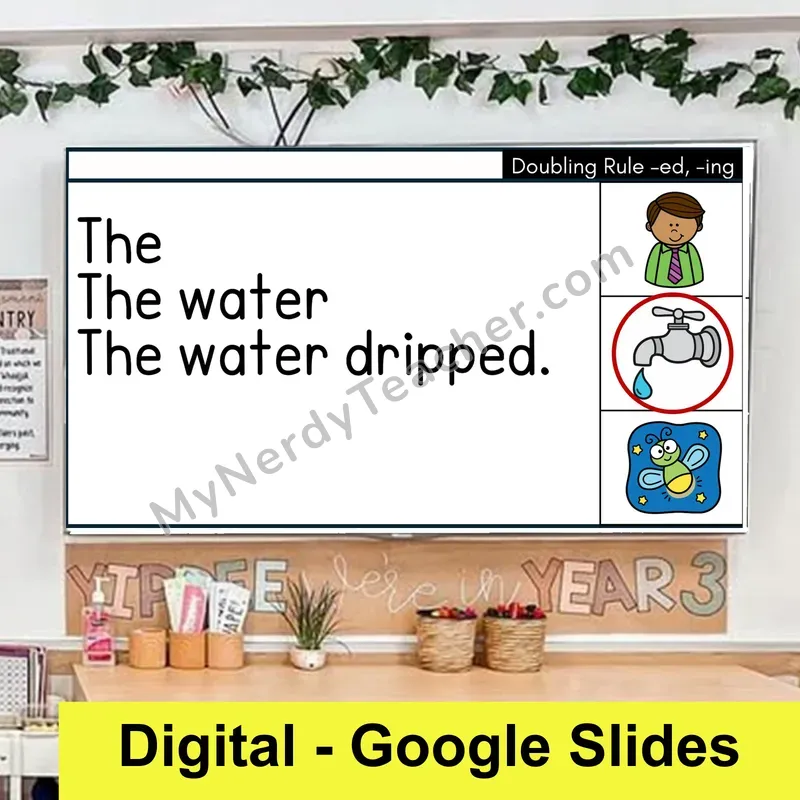 Doubling Rule (-ed, -ing) Sentence Pyramids — Digital Google Slides Fluency & Comprehension