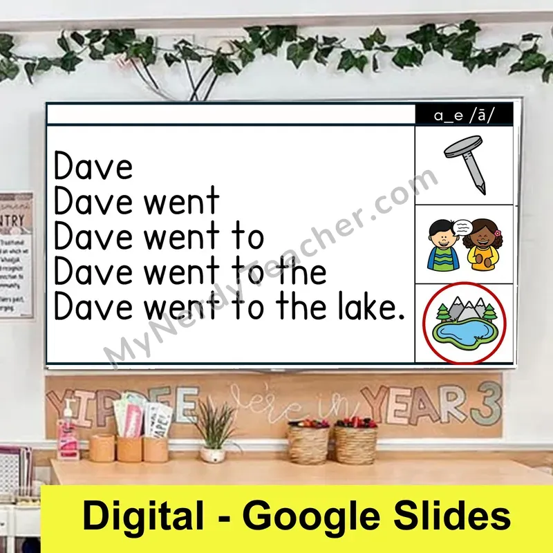 a_e (Long A VCe) Sentence Pyramids — Digital Google Slides Fluency & Comprehension