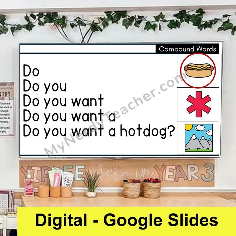 Compound Words Sentence Pyramids — Digital Google Slides Fluency & Comprehension
