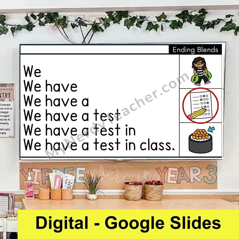 Ending Consonant Blends Sentence Pyramids — Digital Google Slides Fluency & Comprehension