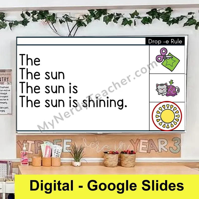 Drop -e Rule Sentence Pyramids — Digital Google Slides Fluency & Comprehension
