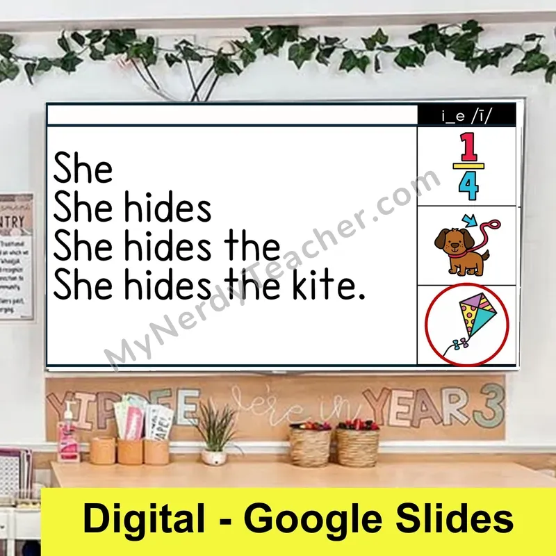 i_e (Long I VCe) Sentence Pyramids — Digital Google Slides Fluency & Comprehension