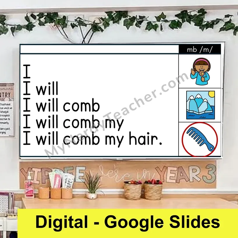 mb (Silent b) Sentence Pyramids — Digital Google Slides Fluency & Comprehension