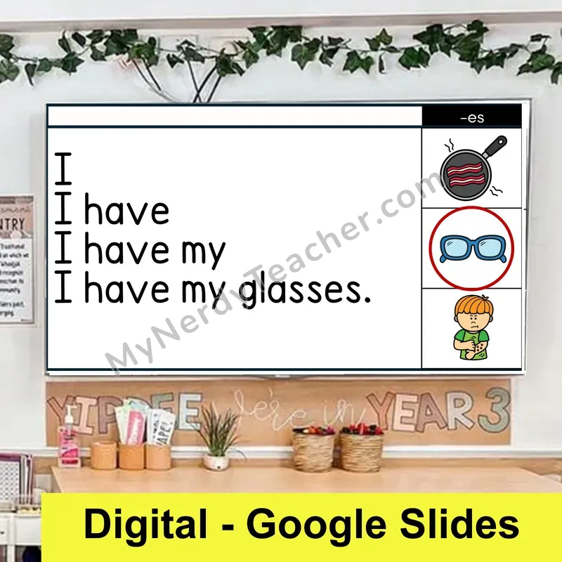 Suffix -es Ending Sentence Pyramids — Digital Google Slides Fluency & Comprehension