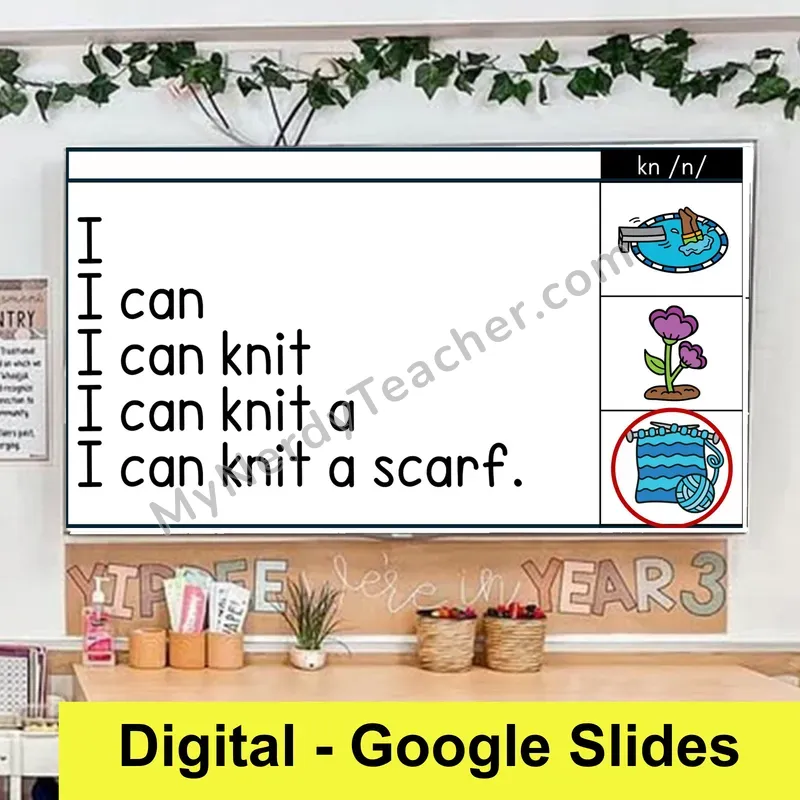 kn (Silent k) Sentence Pyramids — Digital Google Slides Fluency & Comprehension