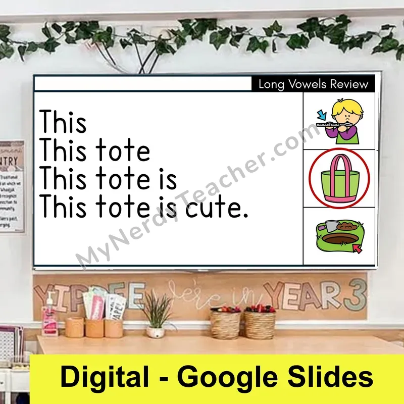 Long Vowels Review (VCe) Sentence Pyramids — Digital Google Slides Fluency & Comprehension