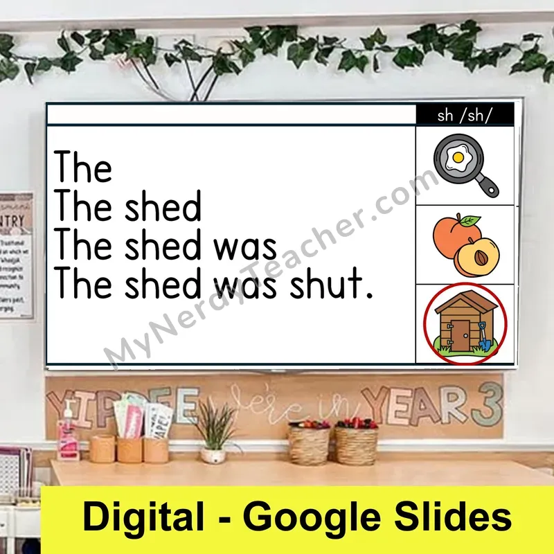 sh Digraph Sentence Pyramids — Digital Google Slides Fluency & Comprehension