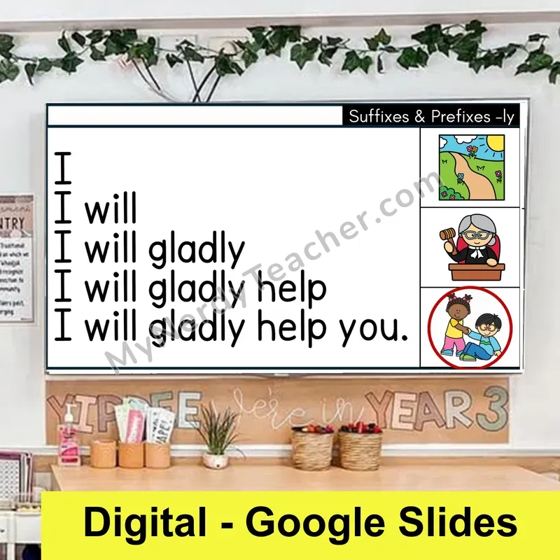 Suffix -ly Sentence Pyramids — Digital Google Slides Fluency & Comprehension