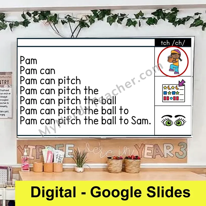 tch Trigraph Sentence Pyramids — Digital Google Slides Fluency & Comprehension