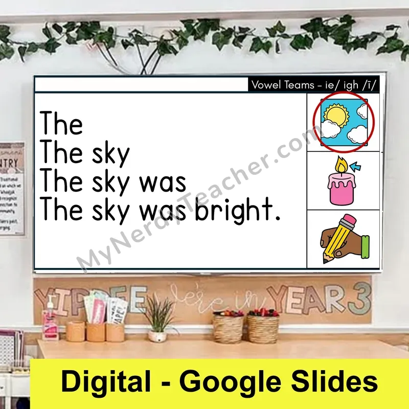 ie, igh Vowel Team (Long I) Sentence Pyramids — Digital Google Slides Fluency & Comprehension