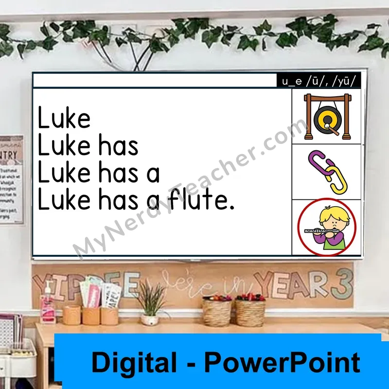 u_e (/ū/, /yū/) Sentence Pyramids — Digital Fluency Practice