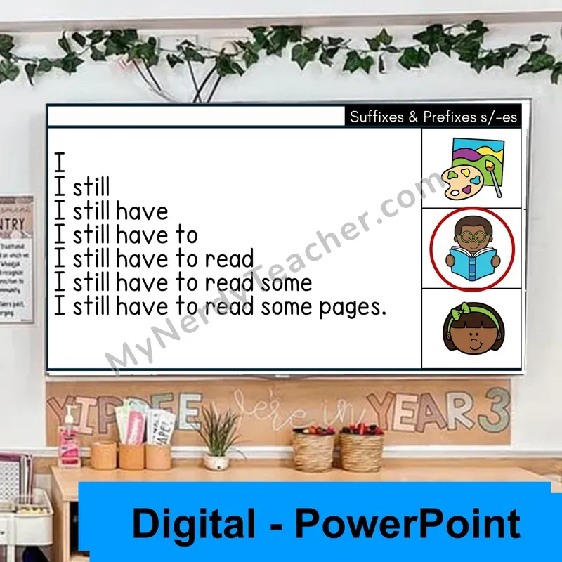 Suffixes -s and -es Sentence Pyramids — Digital Fluency Practice