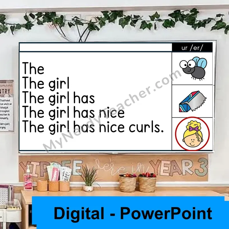 ur (R-Controlled /er/) Sentence Pyramids — Digital Fluency Practice