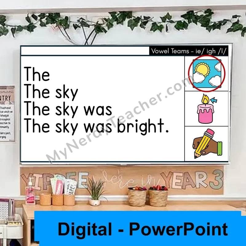 Vowel Teams ie, igh (/ī/) Sentence Pyramids — Digital Fluency Practice