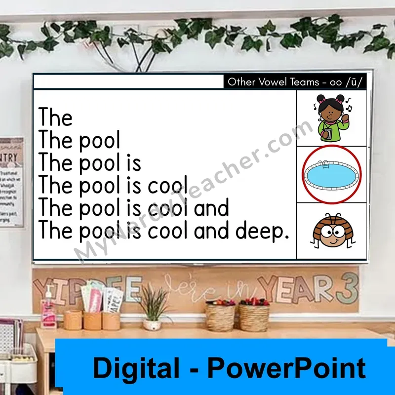 Vowel Team oo (/ū/) Sentence Pyramids — Digital Fluency Practice